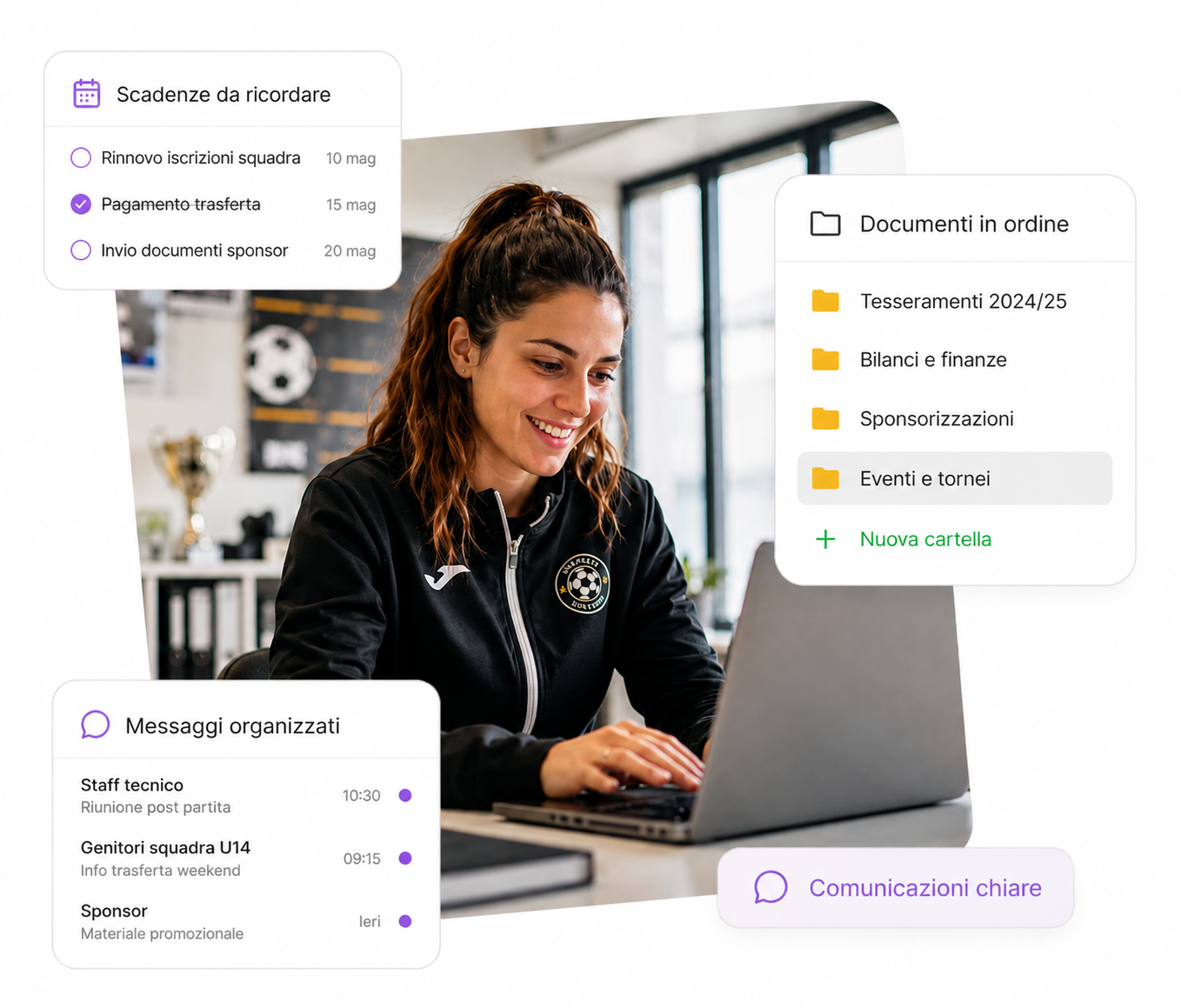 weSpoort tiene in ordine iscrizioni, scadenze e comunicazioni di una società sportiva