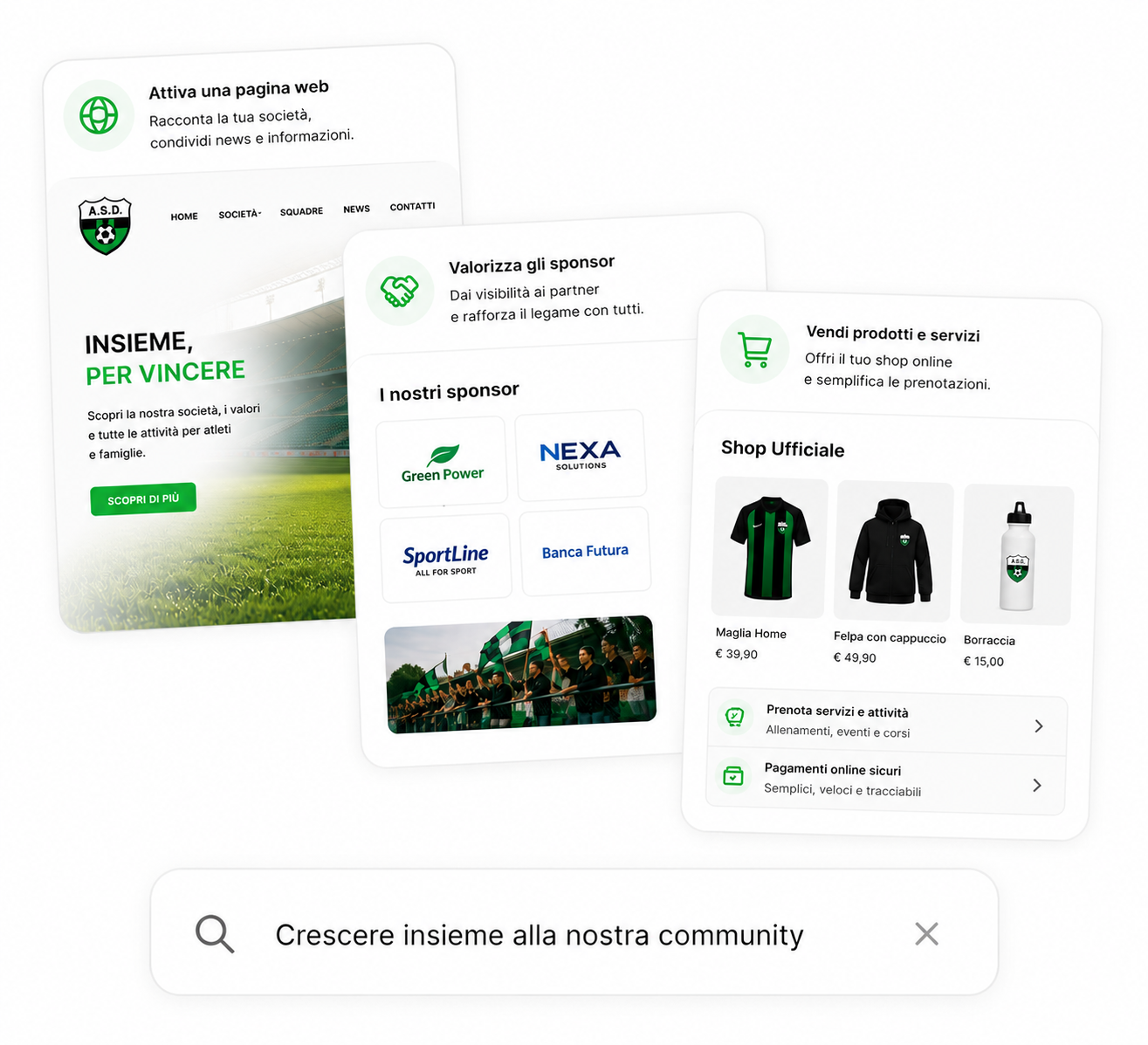 Società sportiva che gestisce sito web sponsor ed ecommerce