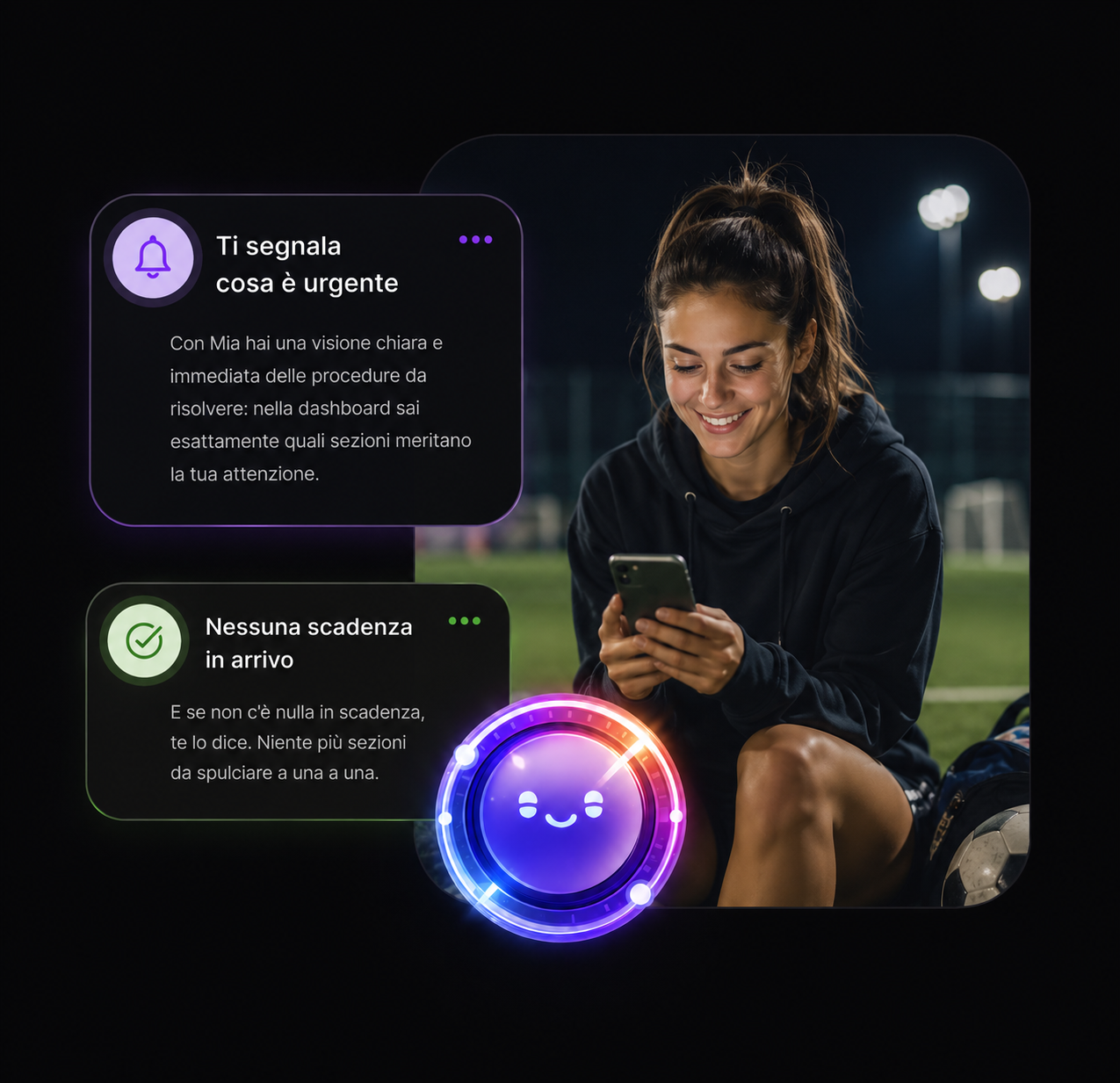Mia segnala scadenze e urgenze nella dashboard